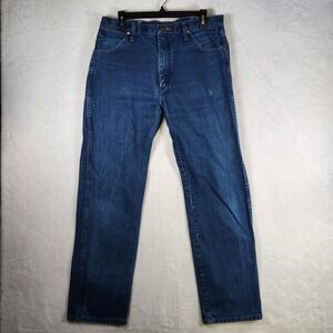 Wrangler Mens Jeans 34x32 Regular Fit Dark Wash Denim‎ Classic Cowboy Workwear
